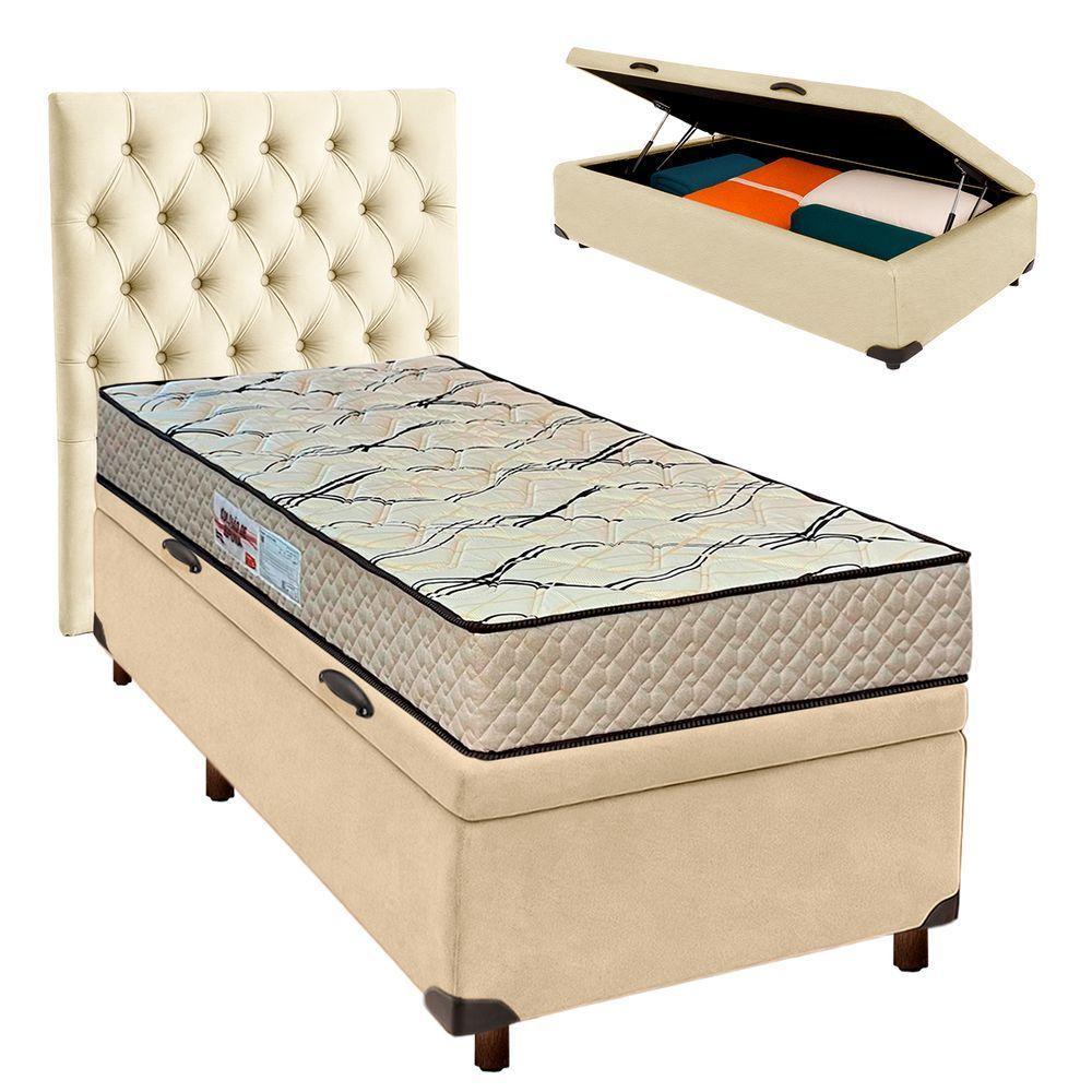 Conjunto Cama Box Bau Blindado Solteiro + Colchão D33 Maxsono Paropas + Cabeceira - 1
