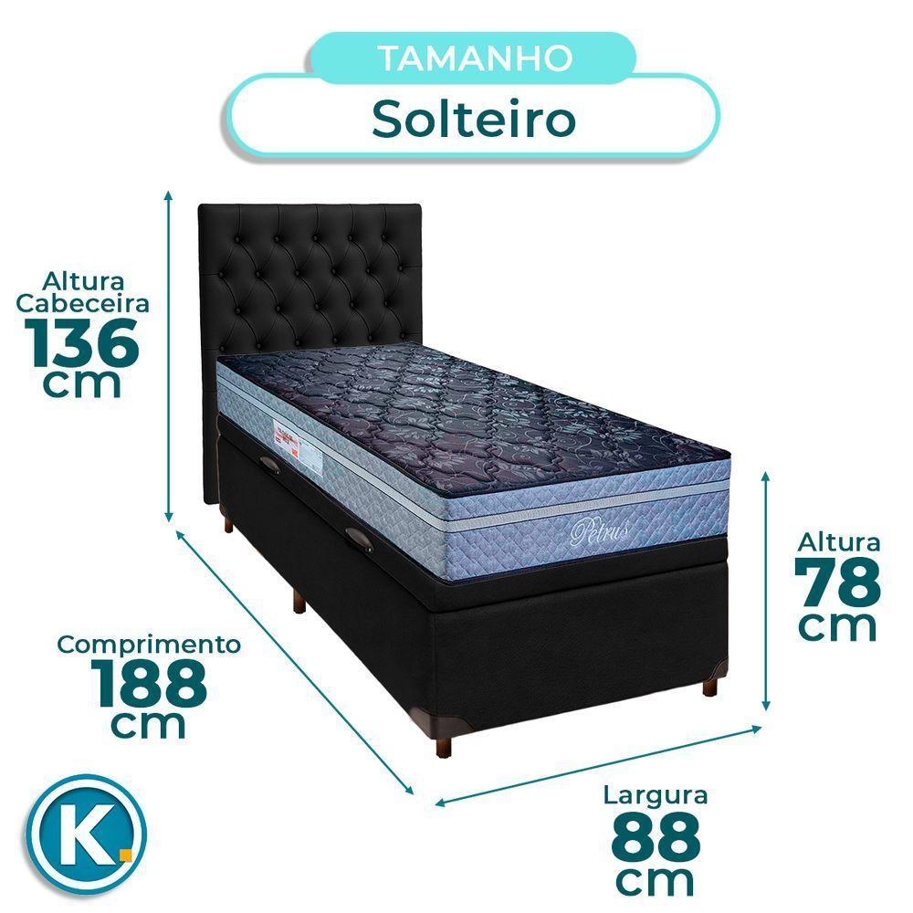 Conjunto Cama Box Bau Blindado Solteiro + Colchão Molas Ensacadas Petrus Paropas + Cabeceira - 3