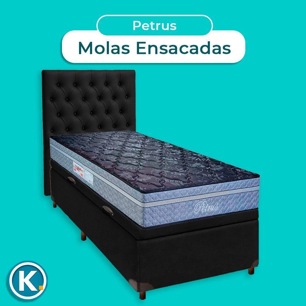 Conjunto Cama Box Bau Blindado Solteiro + Colchão Molas Ensacadas Petrus Paropas + Cabeceira - 4