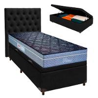 Conjunto Cama Box Bau Blindado Solteiro + Colchão Molas Ensacadas Petrus Paropas + Cabeceira - 1