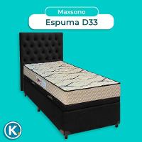 Conjunto Cama Box Bau Blindado Solteiro + Colchão D33 Maxsono Paropas + Cabeceira