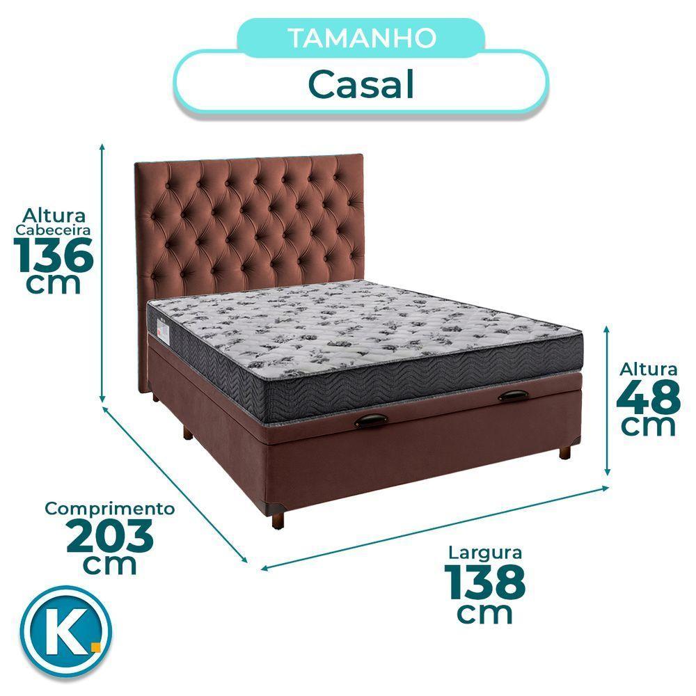 Conjunto Cama Box Bau Marrom Casal + Colchão D33 Iso100 Ortobom + Cabeceira - 3