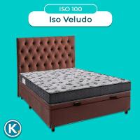 Conjunto Cama Box Bau Marrom Casal + Colchão D33 Iso100 Ortobom + Cabeceira