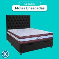 Conjunto Cama Box Bau Preto Casal + Colchão Molas Ensacadas Legaccy Paropas + Cabeceira