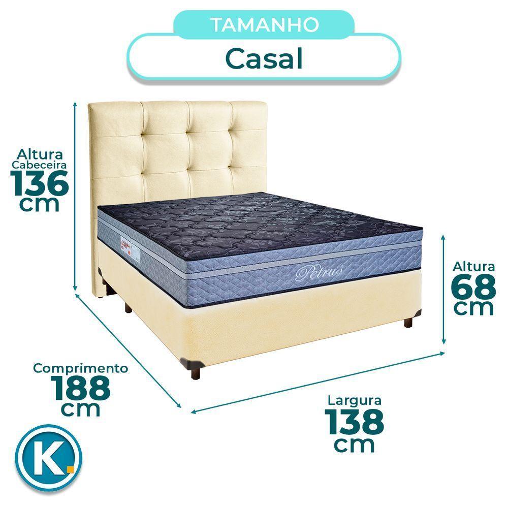 Conjunto Cama Box Bege Casal + Colchão Molas Ensacadas Petrus Paropas + Cabeceira - 3