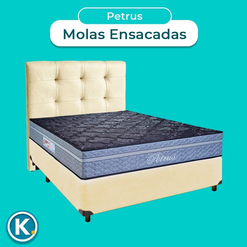 Conjunto Cama Box Bege Casal + Colchão Molas Ensacadas Petrus Paropas + Cabeceira - 4