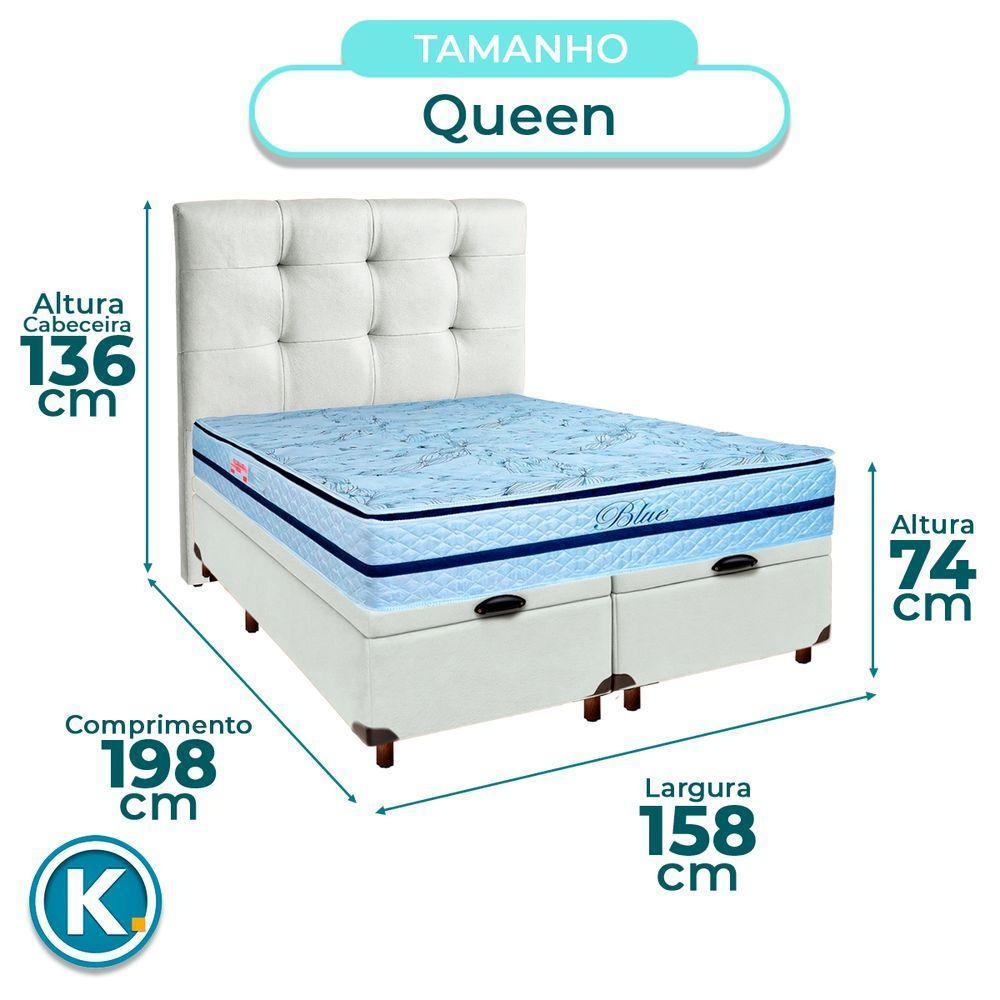 Conjunto Cama Box Bau Blindado Queen + Colchão Molas Ensacadas Blue Paropas + Cabeceira - 3