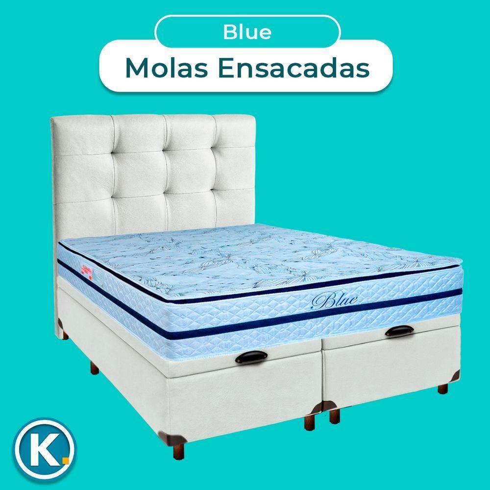 Conjunto Cama Box Bau Blindado Queen + Colchão Molas Ensacadas Blue Paropas + Cabeceira - 4