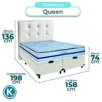 Conjunto Cama Box Bau Blindado Queen + Colchão Molas Ensacadas Blue Paropas + Cabeceira - 3