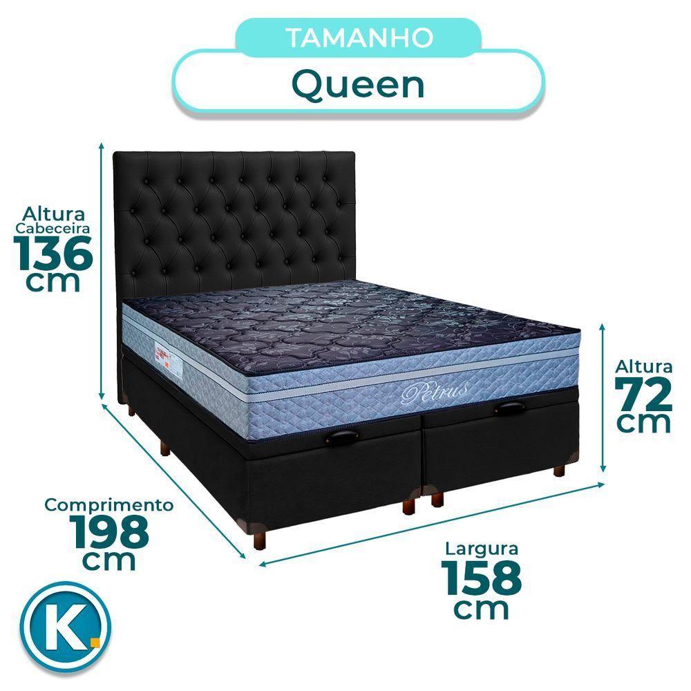 Conjunto Cama Box Bau Blindado Queen + Colchão Molas Ensacadas Petrus Paropas + Cabeceira - 3