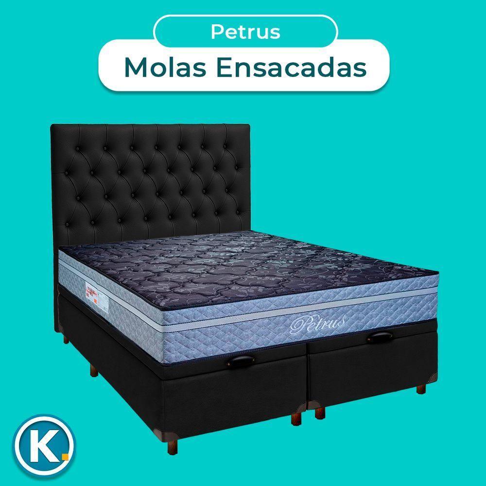 Conjunto Cama Box Bau Blindado Queen + Colchão Molas Ensacadas Petrus Paropas + Cabeceira - 4