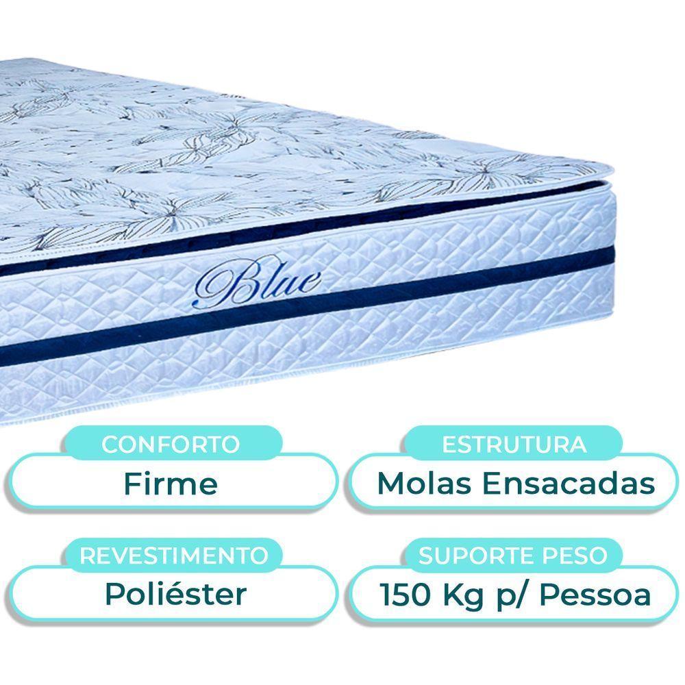 Conjunto Cama Box Bau Marrom Casal + Colchão Molas Ensacadas Blue Paropas + Cabeceira - 2