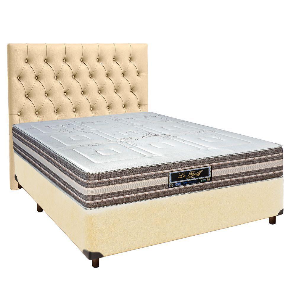 Conjunto Cama Box Bege Casal + Colchão Molas Ensacadas Legriff Sankonfort + Cabeceira - 1