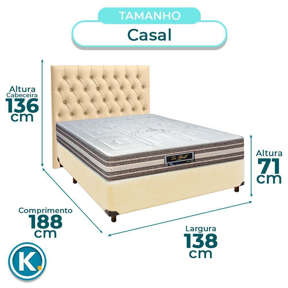 Conjunto Cama Box Bege Casal + Colchão Molas Ensacadas Legriff Sankonfort + Cabeceira - 3
