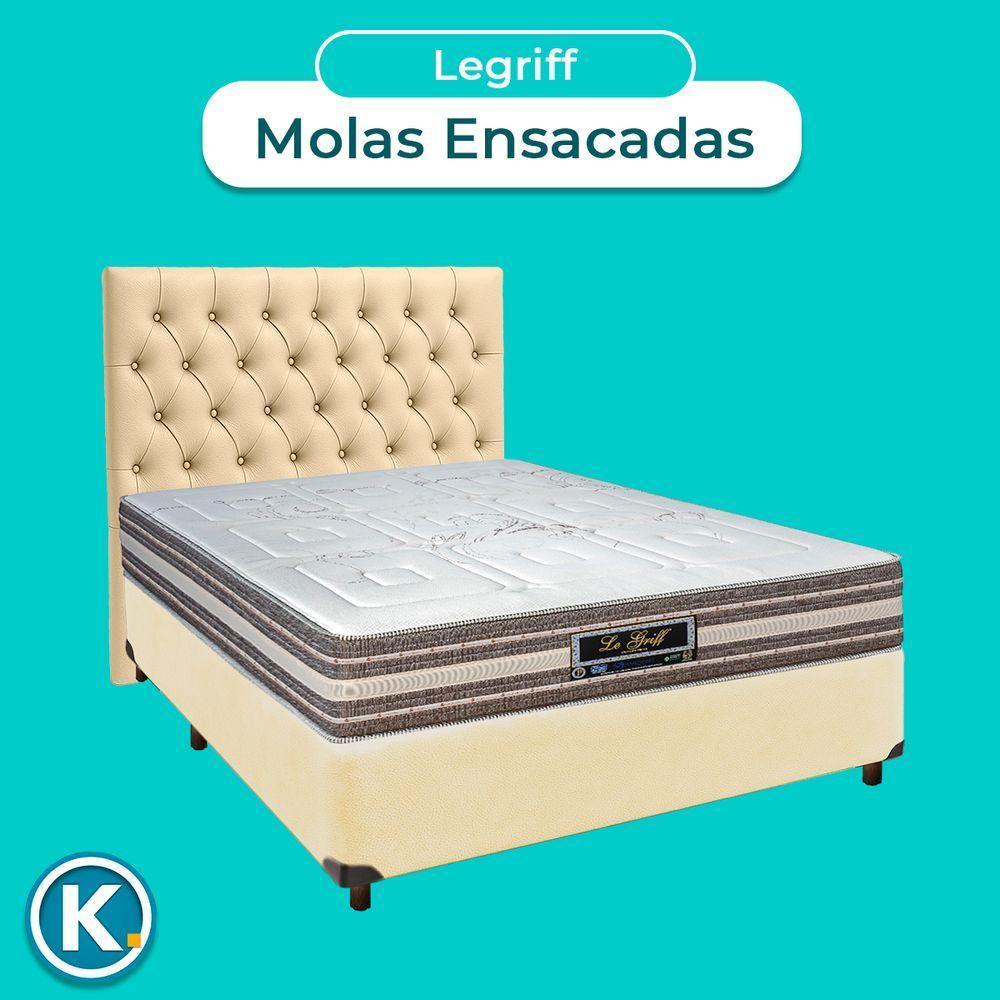 Conjunto Cama Box Bege Casal + Colchão Molas Ensacadas Legriff Sankonfort + Cabeceira - 4
