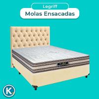 Conjunto Cama Box Bege Casal + Colchão Molas Ensacadas Legriff Sankonfort + Cabeceira