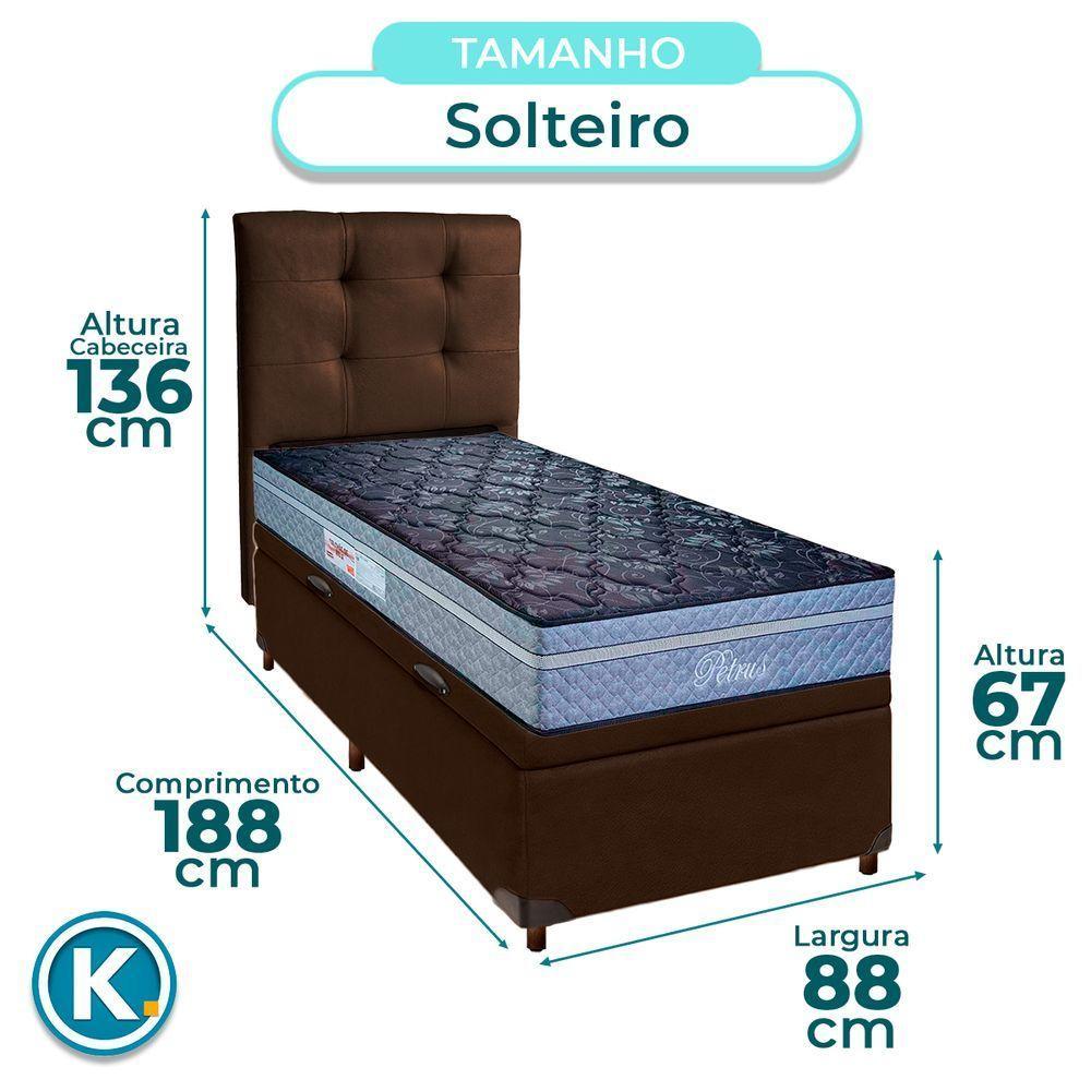 Conjunto Cama Box Bau Marrom Solteiro + Colchão Molas Ensacadas Petrus Paropas + Cabeceira - 3