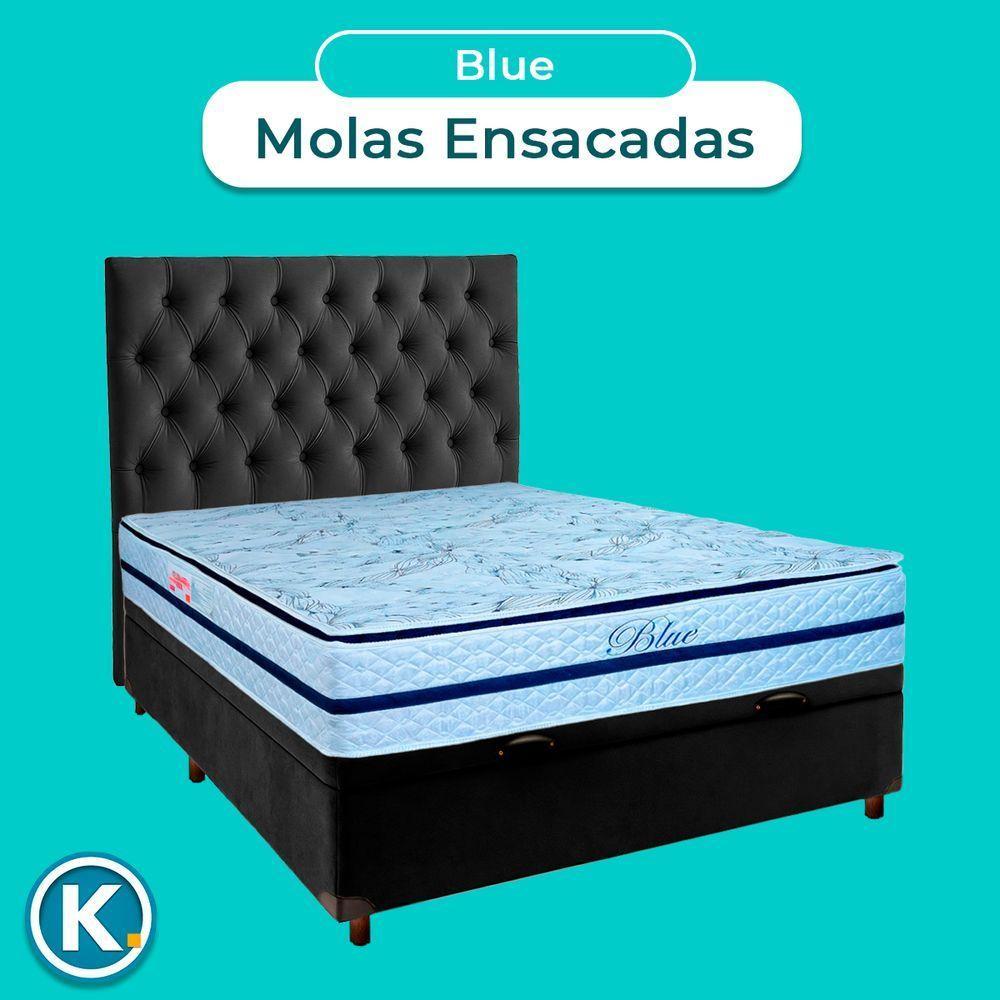 Conjunto Cama Box Bau Preto Casal + Colchão Molas Ensacadas Blue Paropas + Cabeceira - 4