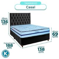 Conjunto Cama Box Bau Preto Casal + Colchão Molas Ensacadas Blue Paropas + Cabeceira - 3