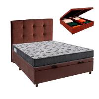 Conjunto Cama Box Bau Marrom Casal + Colchão D33 Iso100 Ortobom + Cabeceira - 1