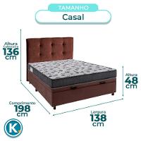 Conjunto Cama Box Bau Marrom Casal + Colchão D33 Iso100 Ortobom + Cabeceira - 3