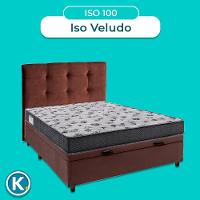 Conjunto Cama Box Bau Marrom Casal + Colchão D33 Iso100 Ortobom + Cabeceira