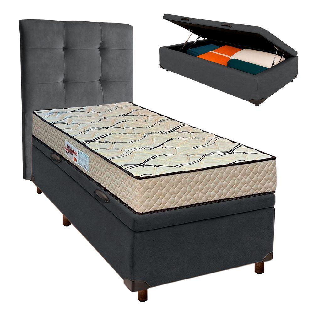 Conjunto Cama Box Bau Blindado Solteiro + Colchão D33 Maxsono Paropas + Cabeceira - 1
