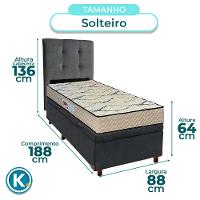 Conjunto Cama Box Bau Blindado Solteiro + Colchão D33 Maxsono Paropas + Cabeceira - 2