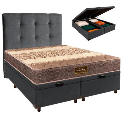 Conjunto Cama Box Bau Blindado Queen + Colchão D26 Ortophedic Sankonfort + Cabeceira