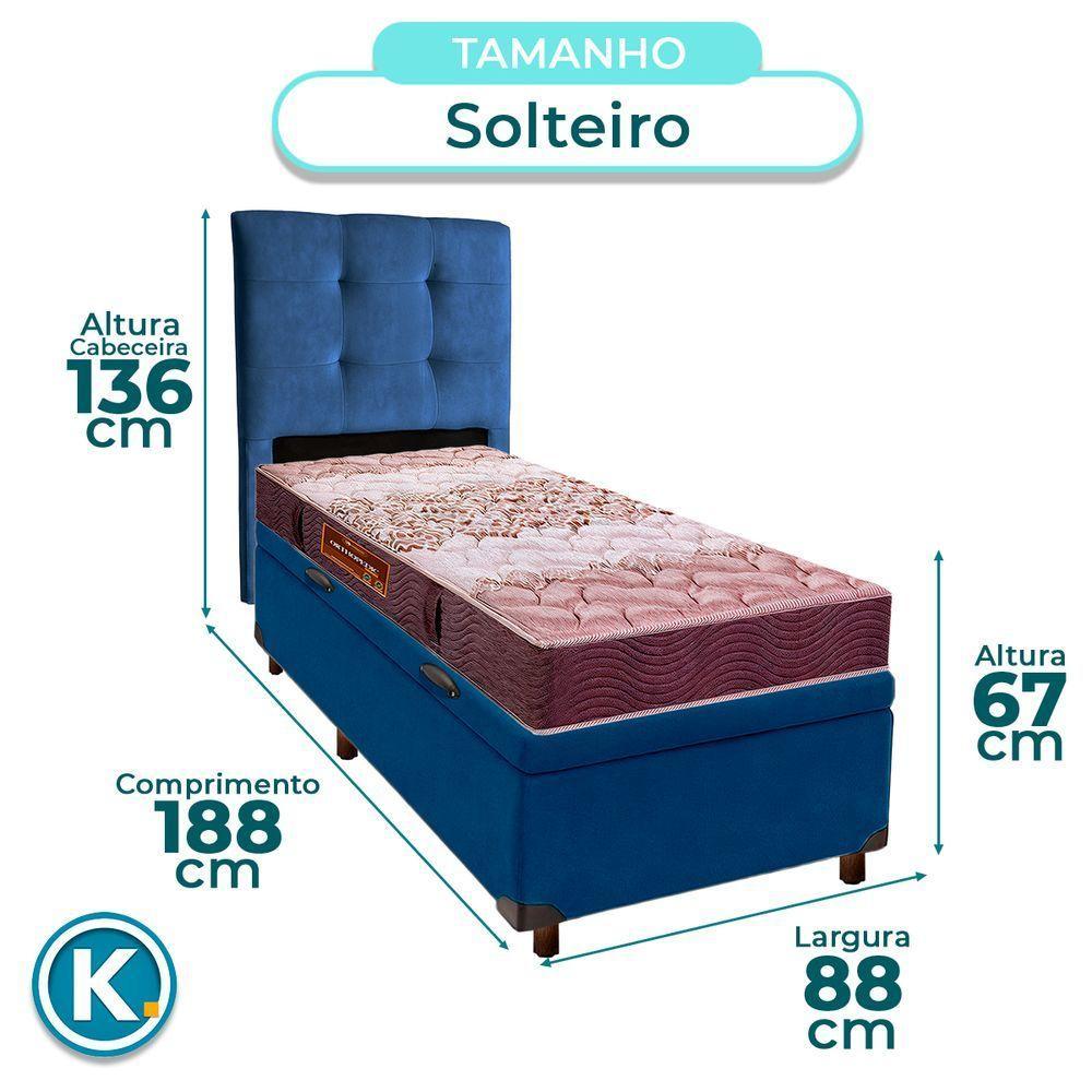 Conjunto Cama Box Bau Blindado Solteiro + Colchão D26 Ortophedic Sankonfort + Cabeceira - 3