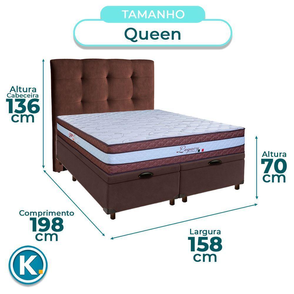 Conjunto Cama Box Bau Blindado Queen + Colchão Molas Ensacadas Legaccy Paropas + Cabeceira - 3