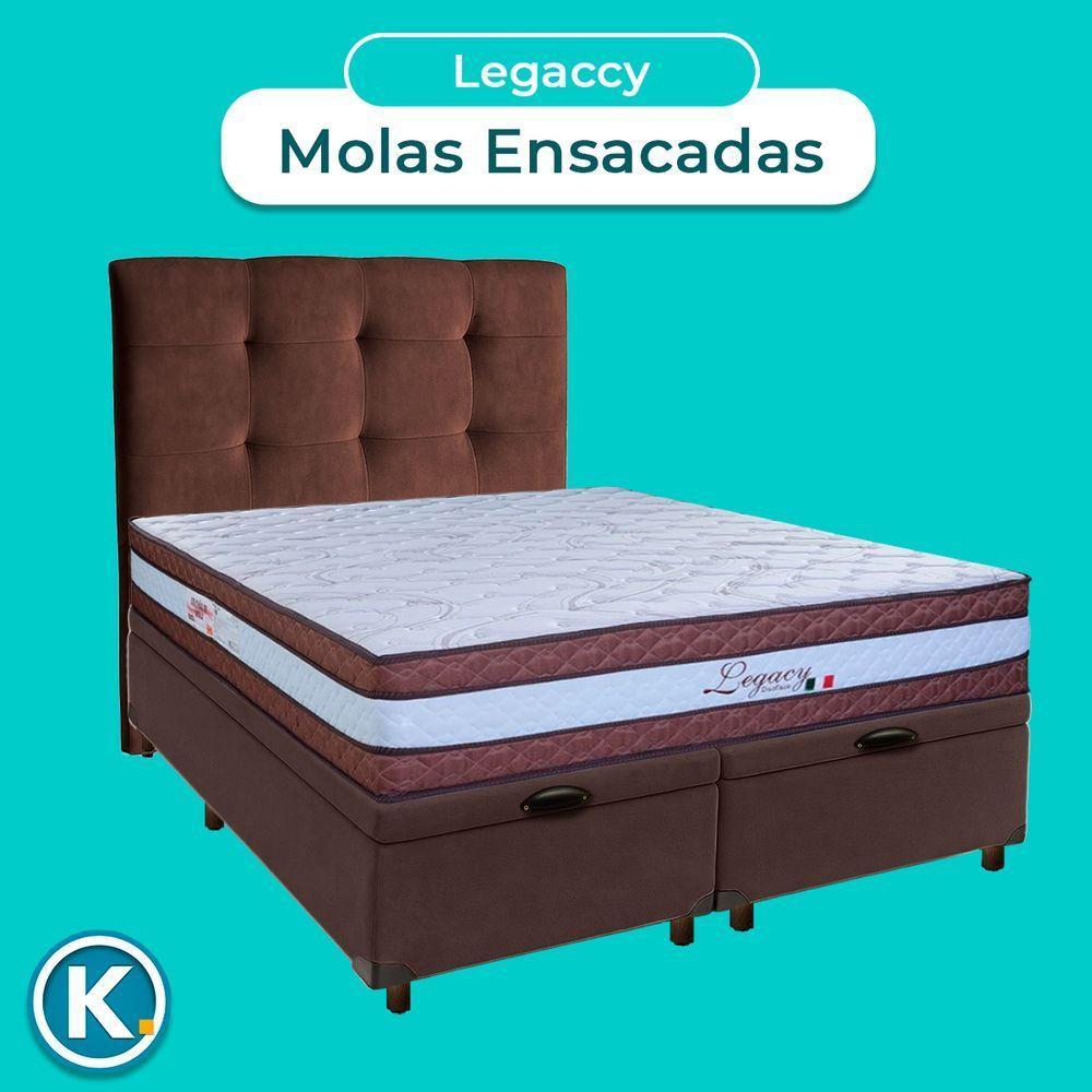 Conjunto Cama Box Bau Blindado Queen + Colchão Molas Ensacadas Legaccy Paropas + Cabeceira - 4