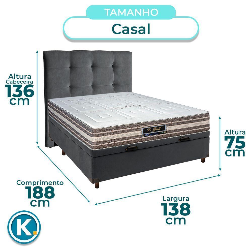 Conjunto Cama Box Bau Blindado Casal + Colchão Molas Ensacadas Legriff Sankonfort + Cabeceira - 3