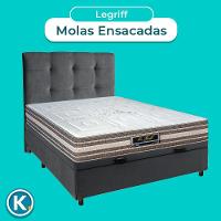 Conjunto Cama Box Bau Blindado Casal + Colchão Molas Ensacadas Legriff Sankonfort + Cabeceira