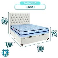 Conjunto Cama Box Bau Blindado Casal + Colchão Molas Ensacadas Blue Paropas + Cabeceira - 2