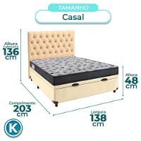 Conjunto Cama Box Bau Bege Casal + Colchão D33 Iso100 Ortobom + Cabeceira - 3