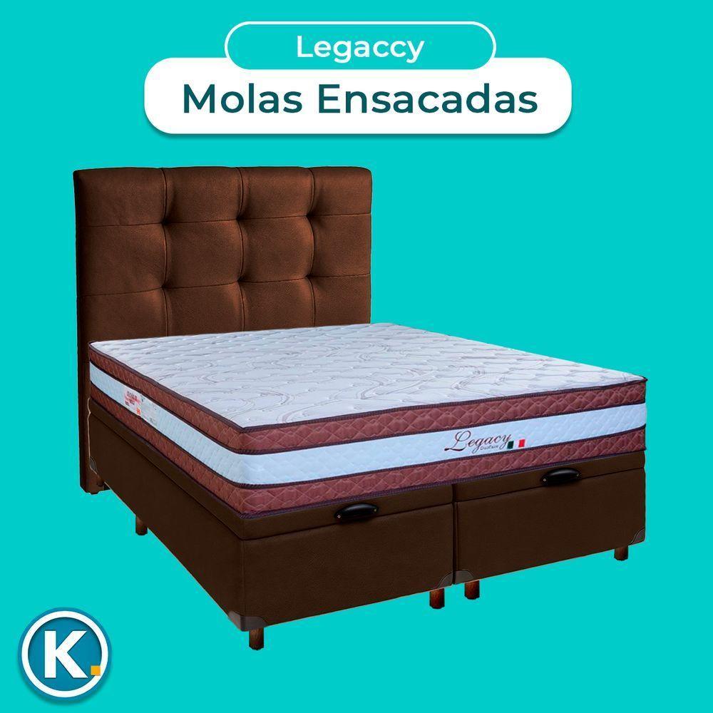 Cama Box Bau + Colchão Queen Molas Ensacadas Legaccy Paropas + Cabeceira Estofada - 4