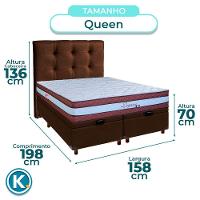 Cama Box Bau + Colchão Queen Molas Ensacadas Legaccy Paropas + Cabeceira Estofada - 3