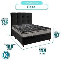 Conjunto Cama Box Bau Blindado Casal + Colchão D28 Conforto Paropas + Cabeceira - 3
