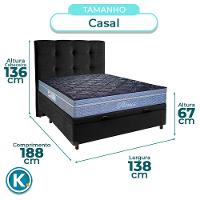 Cama Box Bau + Colchão Casal Molas Ensacadas Petrus Paropas + Cabeceira Estofada - 3