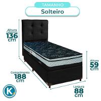 Cama Box Bau + Colchão Solteiro D28 Conforto Paropas + Cabeceira Estofada - 3