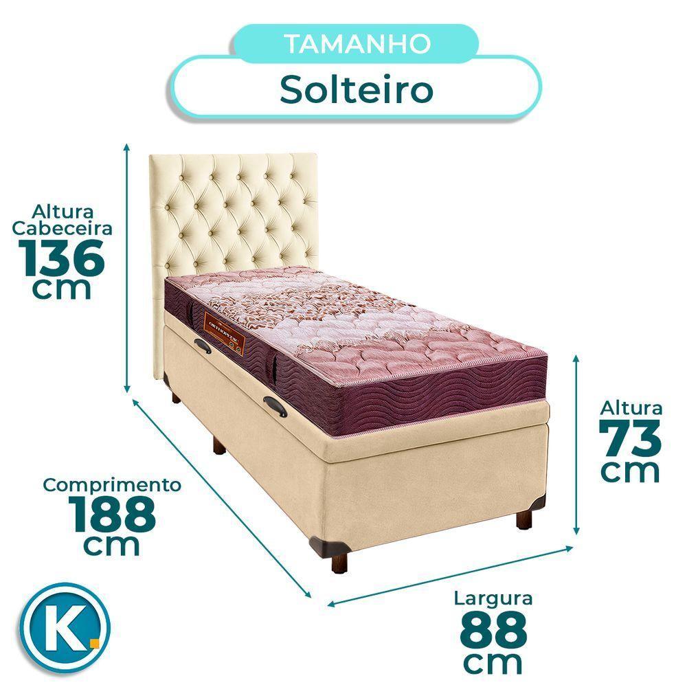 Conjunto Cama Box Bau Blindado Solteiro + Colchão D26 Ortophedic Sankonfort + Cabeceira - 3