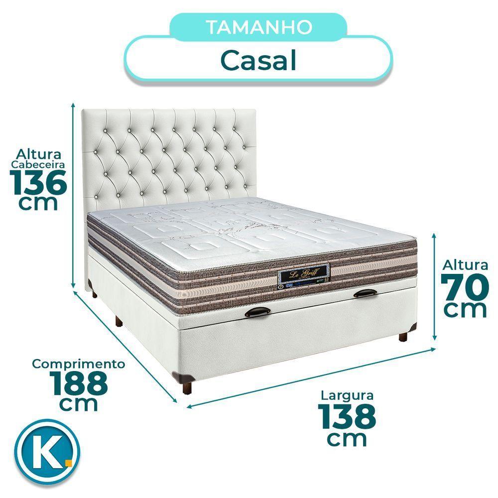 Conjunto Cama Box Bau Branco Casal + Colchão Molas Ensacadas Legriff Sankonfort + Cabeceira - 3