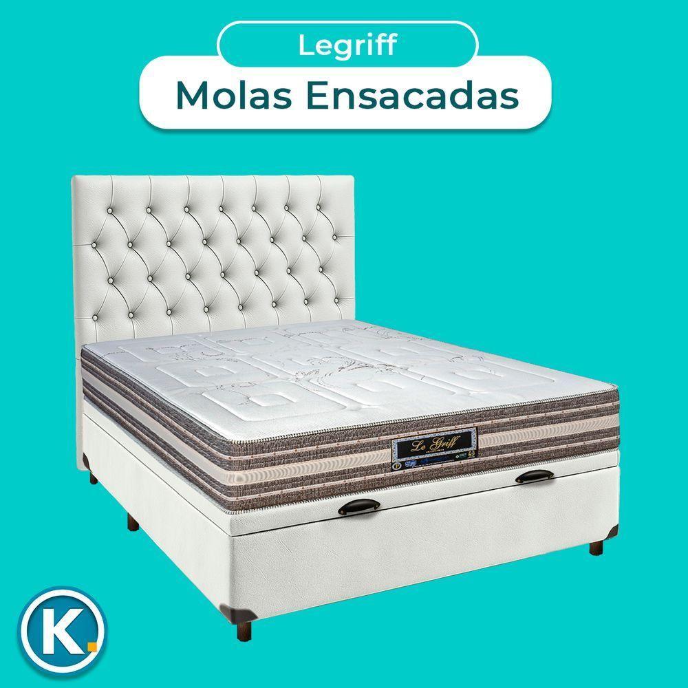Conjunto Cama Box Bau Branco Casal + Colchão Molas Ensacadas Legriff Sankonfort + Cabeceira - 4
