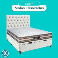 Conjunto Cama Box Bau Branco Casal + Colchão Molas Ensacadas Legriff Sankonfort + Cabeceira