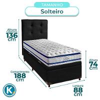 Conjunto Cama Box Bau Blindado Solteiro + Colchão Molas Ensacadas Blue Paropas + Cabeceira - 3