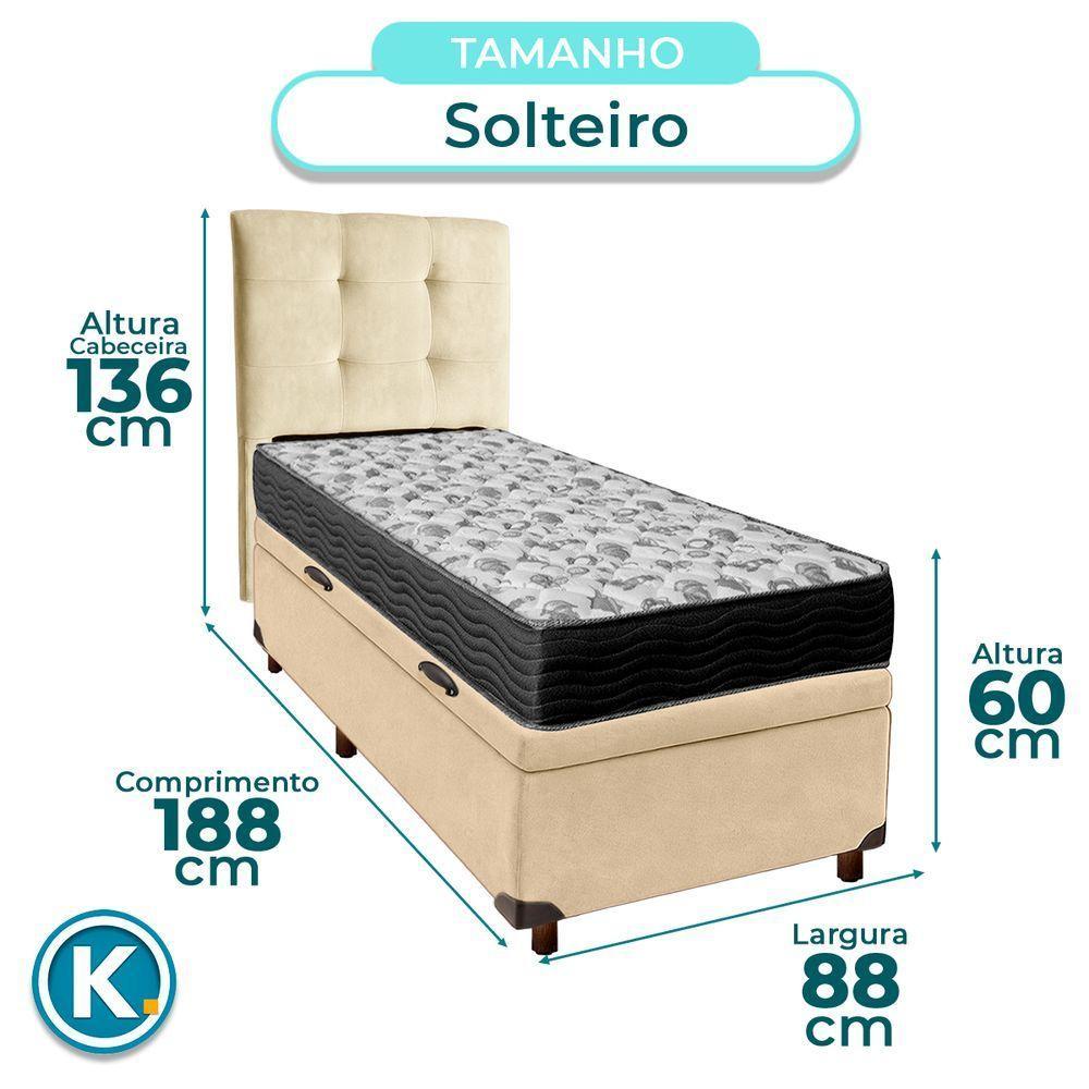 Conjunto Cama Box Bau Blindado Solteiro + Colchão D33 Iso100 Ortobom + Cabeceira - 3