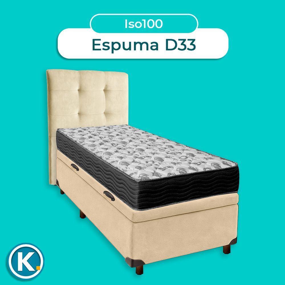 Conjunto Cama Box Bau Blindado Solteiro + Colchão D33 Iso100 Ortobom + Cabeceira - 4