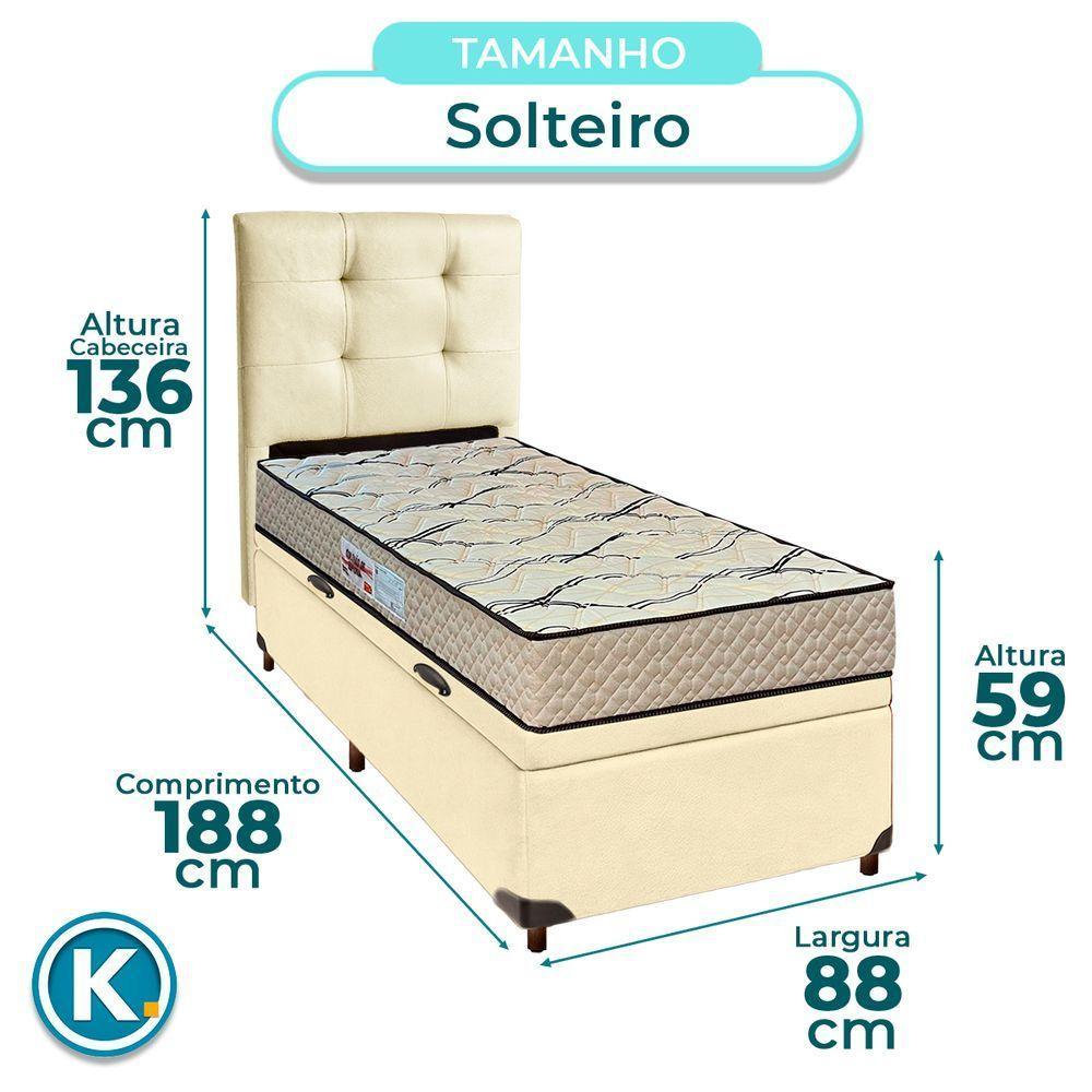 Cama Box Bau + Colchão Solteiro D33 Maxsono Paropas + Cabeceira Estofada - 3