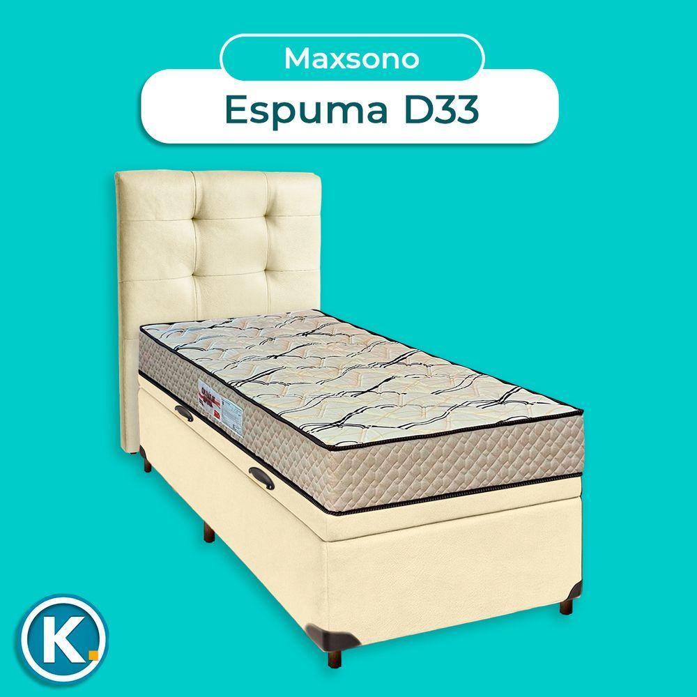 Cama Box Bau + Colchão Solteiro D33 Maxsono Paropas + Cabeceira Estofada - 4